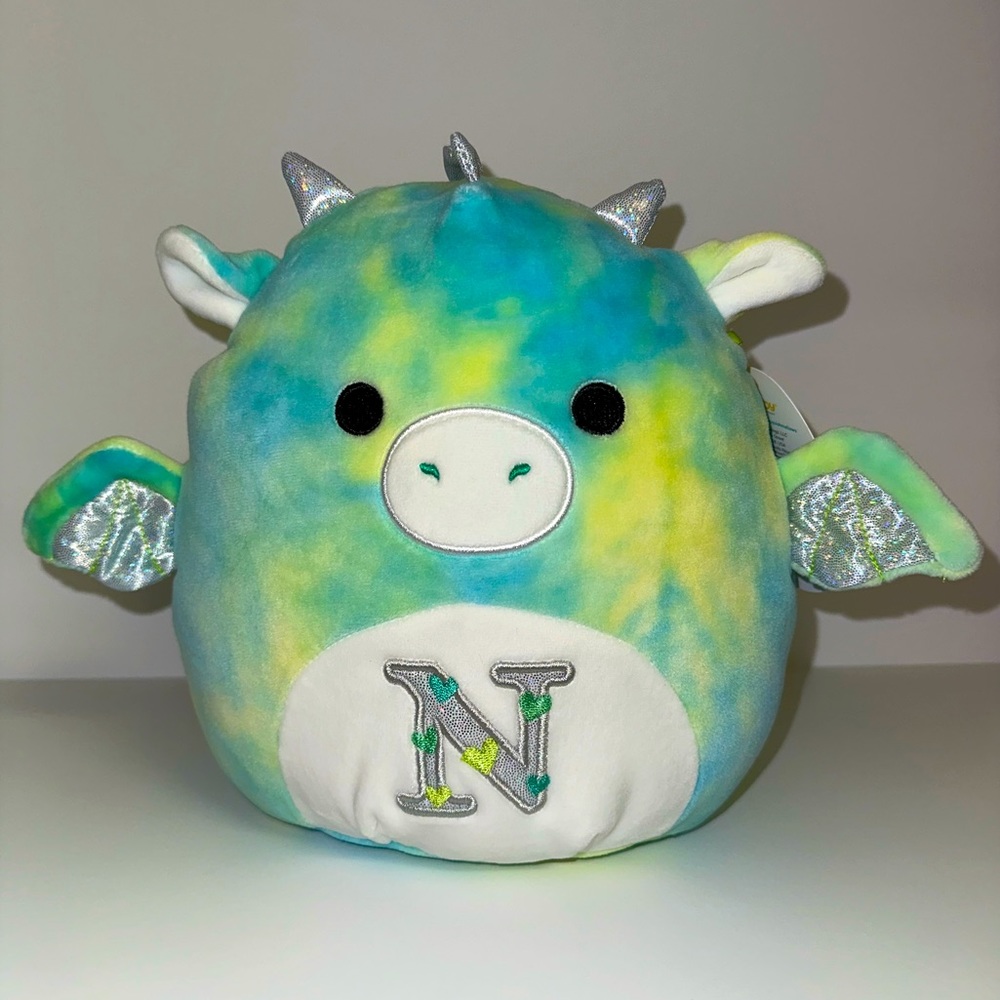 8"  "N" Intial Thayer the Dragon 2023 Valentines Squishmallow